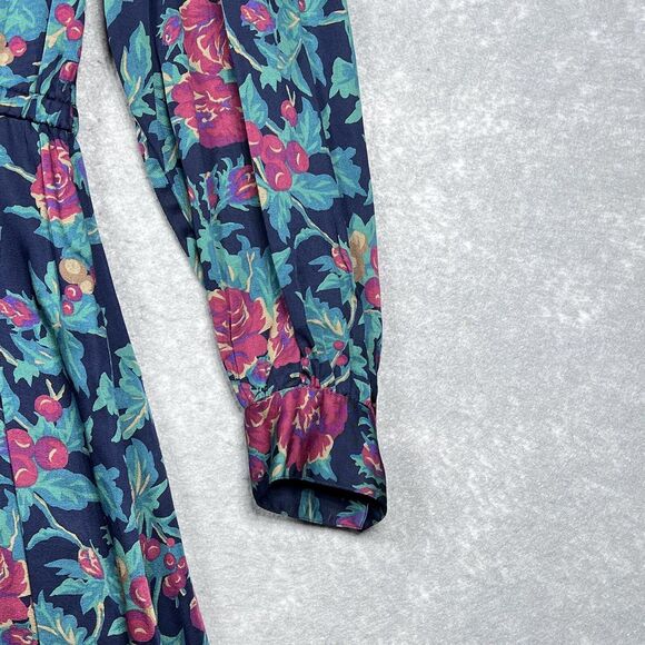 Vintage Talbots Dress Womens SZ 8 Multicolor Floral Button Down Long Sleeve Maxi - Picture 7 of 13